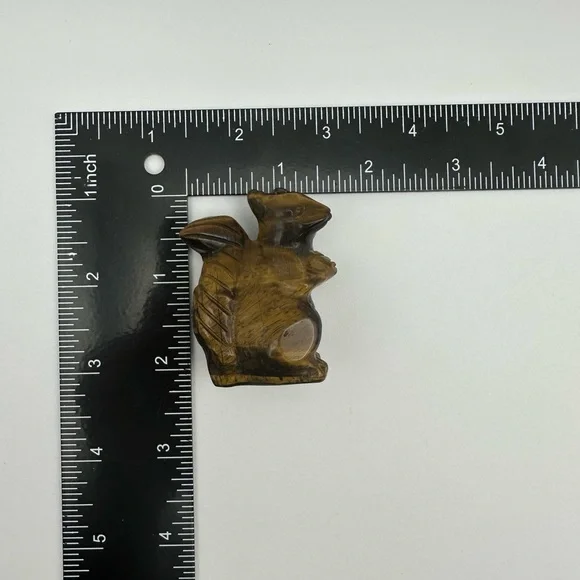 Hand Carved Tiger Eye Squirrel Carving - Picture 6 of 9